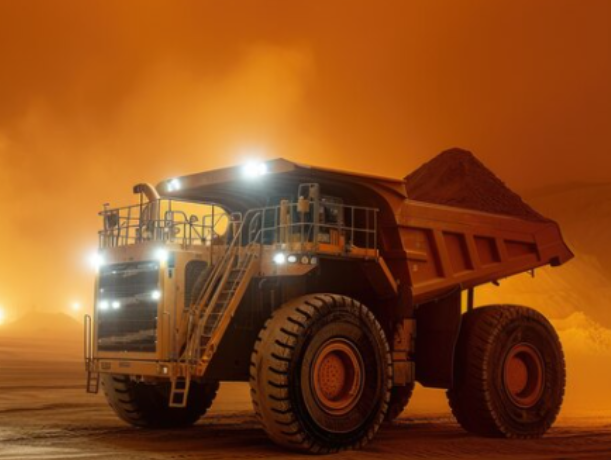 Super caminhão em indústria de mineração trabalhando com pesagem